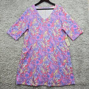 Escape by Habitat Dress Women’s XL‎ Pink Colorful Pullover Pockets Resort Travel
